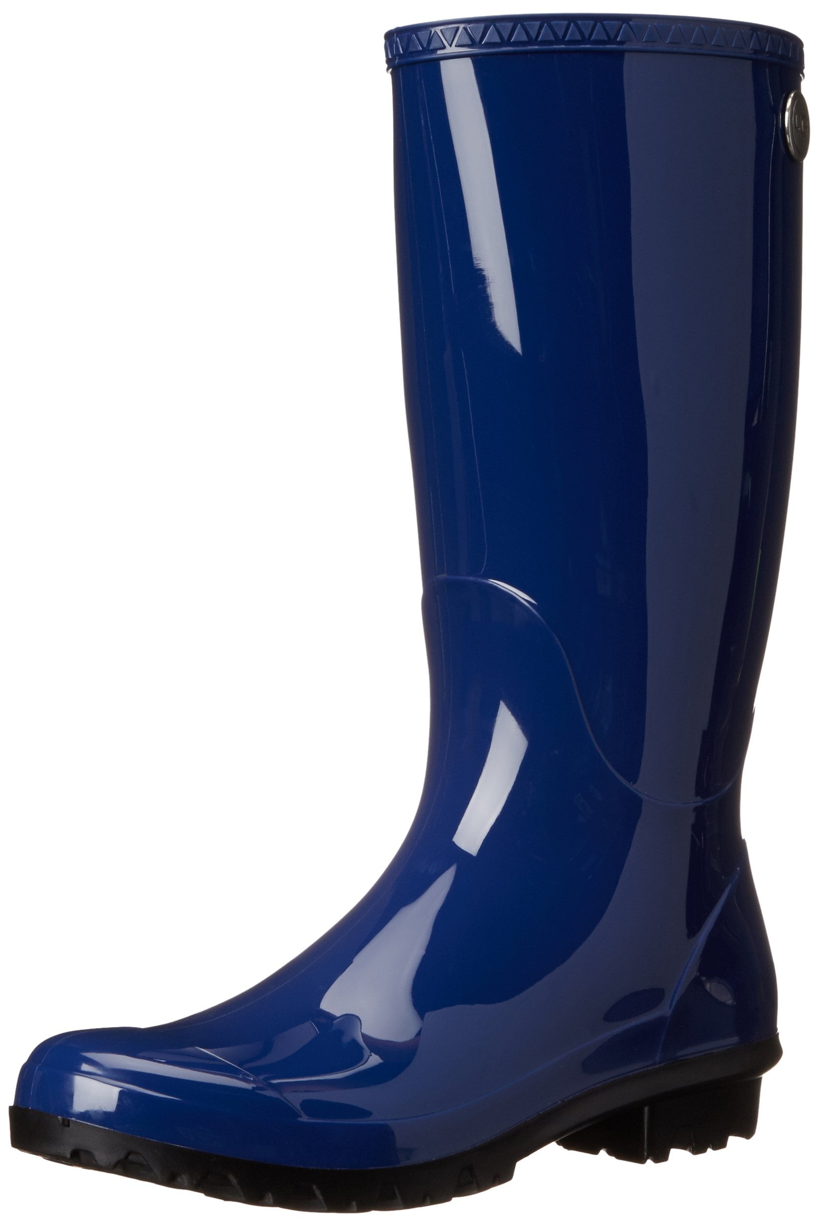 Shiny Lucky Horseshoes Rubber Mid Calf Sporty Women Rain Boot 