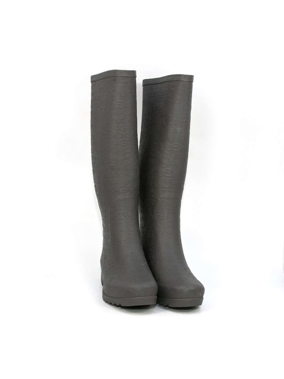 Women's Wilshire Logo Tall Rain Boots, Charcoal Grey,5 M US