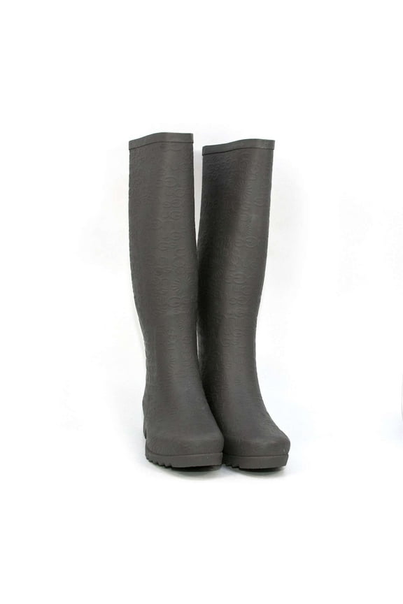 Women's Wilshire Logo Tall Rain Boots, Charcoal \ Grey,5 M US