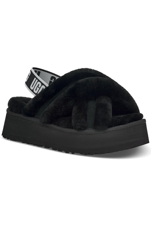 Womens Disco Cross Sheepskin Slides Slingback Sandals