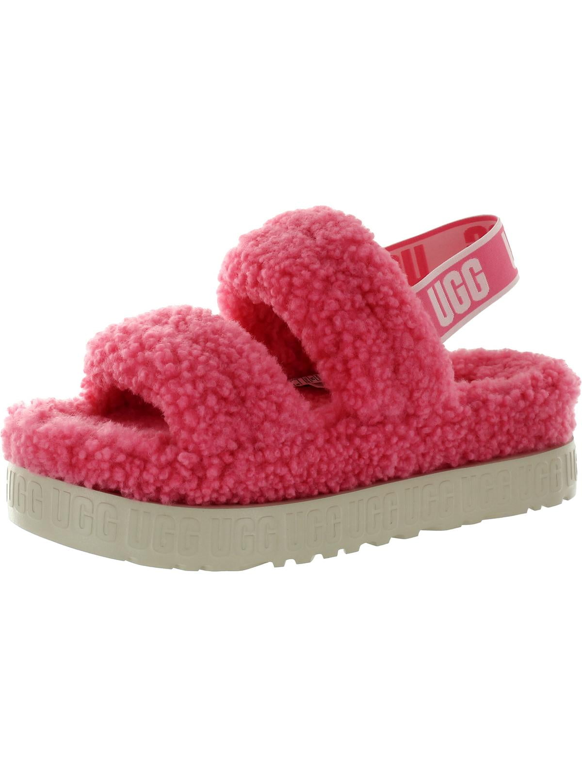 Ugg Womens Oh Yeah Shearling Open Toe Slip On Slippers Walmart