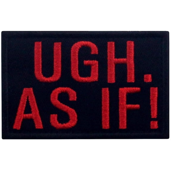 Ugh As If Patch Embroidered Funny Morale Biker Applique Fastener Hook And Loop Emblem, Red And Black