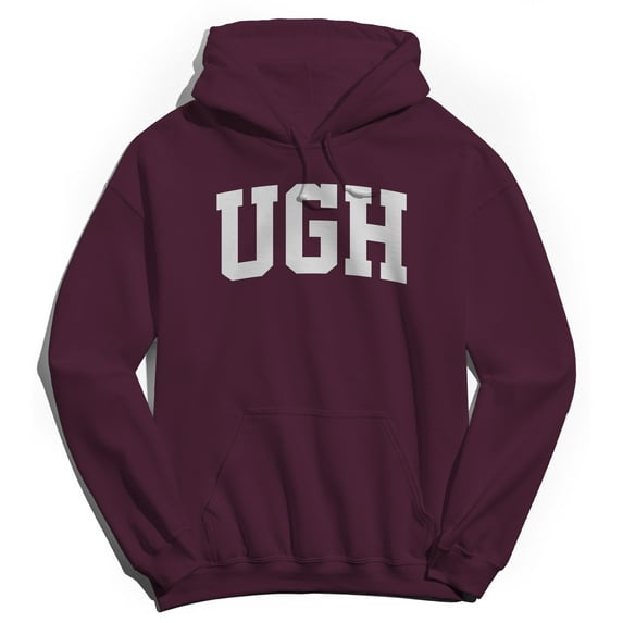 Ugh Graphic Maroon Men's Cotton Pullover Hoodie