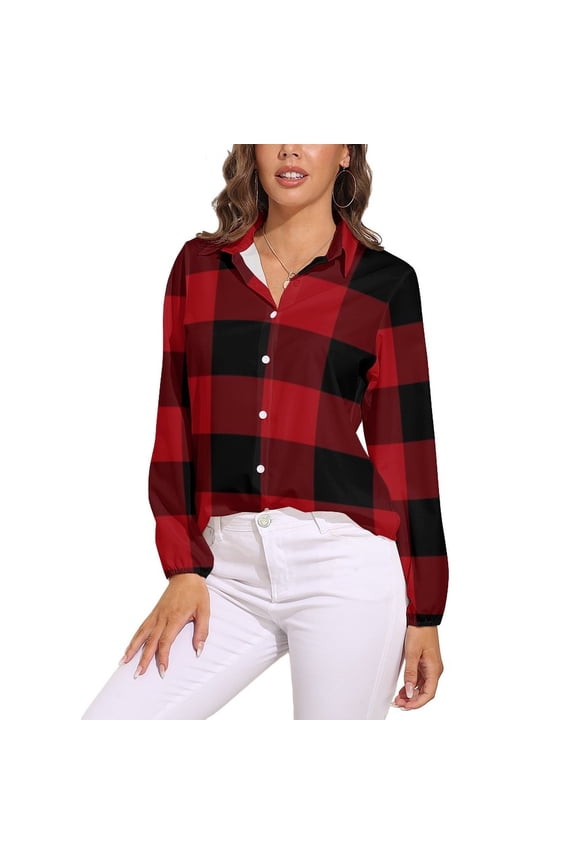 Ugliest Country Christmas Cottage Primitive Lumberjack Buffalo Plaid Long Sleeve Blouse Woman Streetwear Casual Shirts Summer Oversize Woman Streetwear Clothing Birthday Present