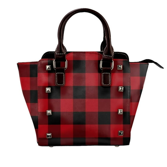 Ugliest Country Christmas Cottage Primitive Lumberjack Buffalo Plaid Rivet Fashion One-Shoulder Women's Handbag Tote Bag