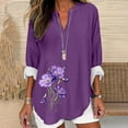 thumbnail image 1 of Ugoldhm Plus Size Womens Tops - Fashion 2024 Smocked Long Sleeve V Neck Shirts Floral Print Shirts Fall Trendy, 1 of 4