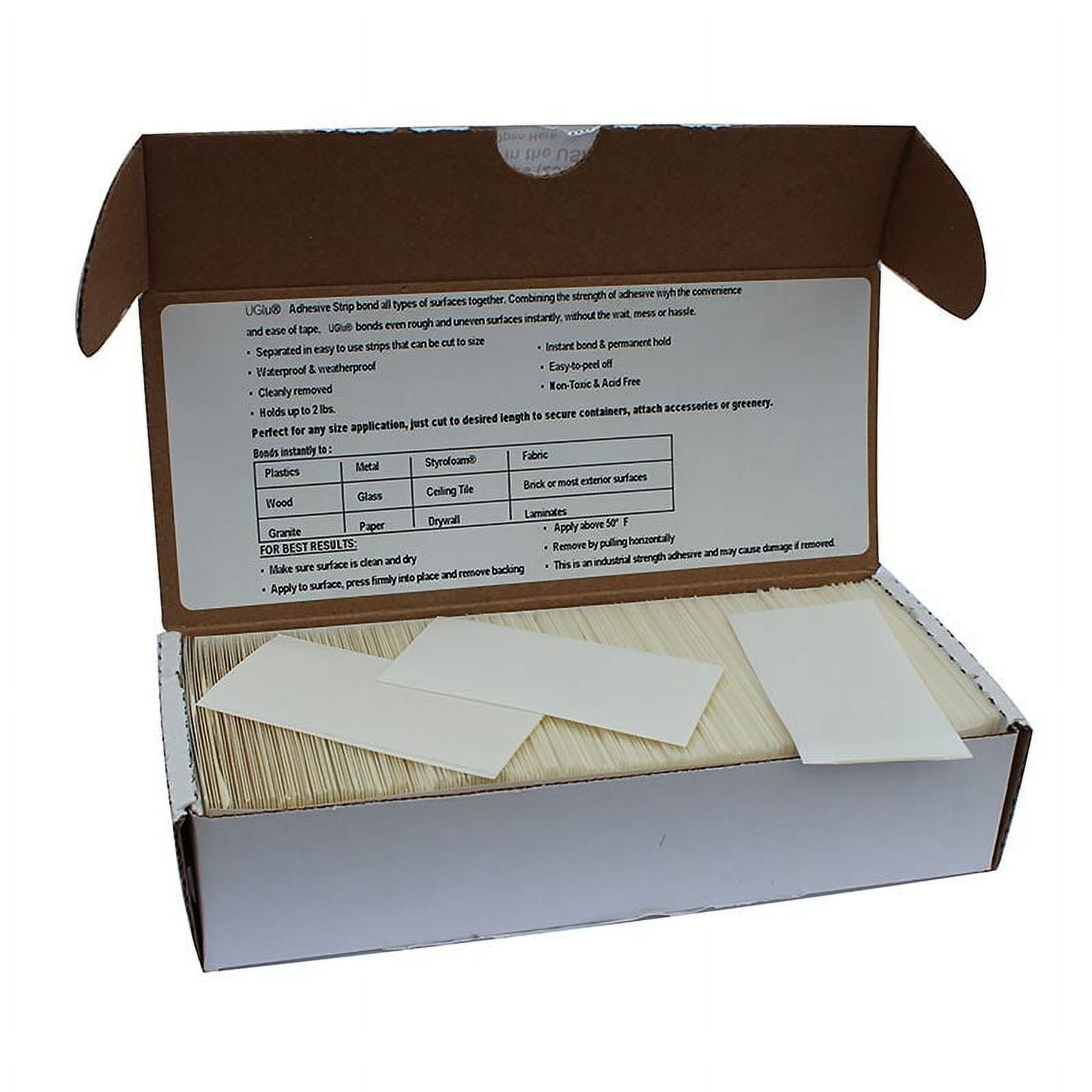 UGlu Contractor Pack Double-Sided Adhesive Mounting Tape 250 Strips 1" x 3" Transparen