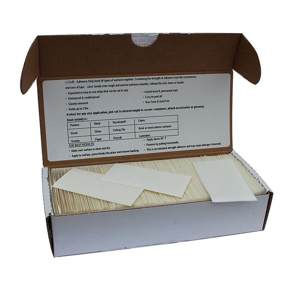 UGlu Contractor Pack Double-Sided Adhesive Mounting Tape 250 Strips 1" x 3" Transparen