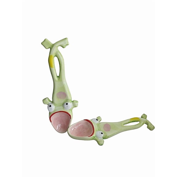Stereoscopic HandMade 3D Ceramic Frog Spoons Creative Frog Spoon High-temperature Firing Ceramic Spoon Ugly And Funny Frog Spoon Asian Soup Spoon