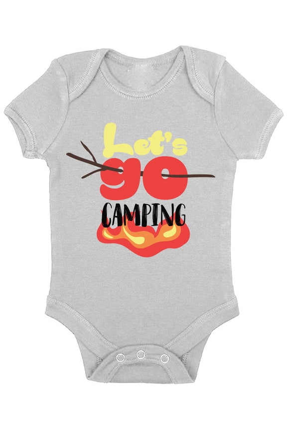 Camping Bodysuit - Lets Go Camping Graphic Short Sleeve Body for Kids Boys Girls Weekend Camp Outfit
