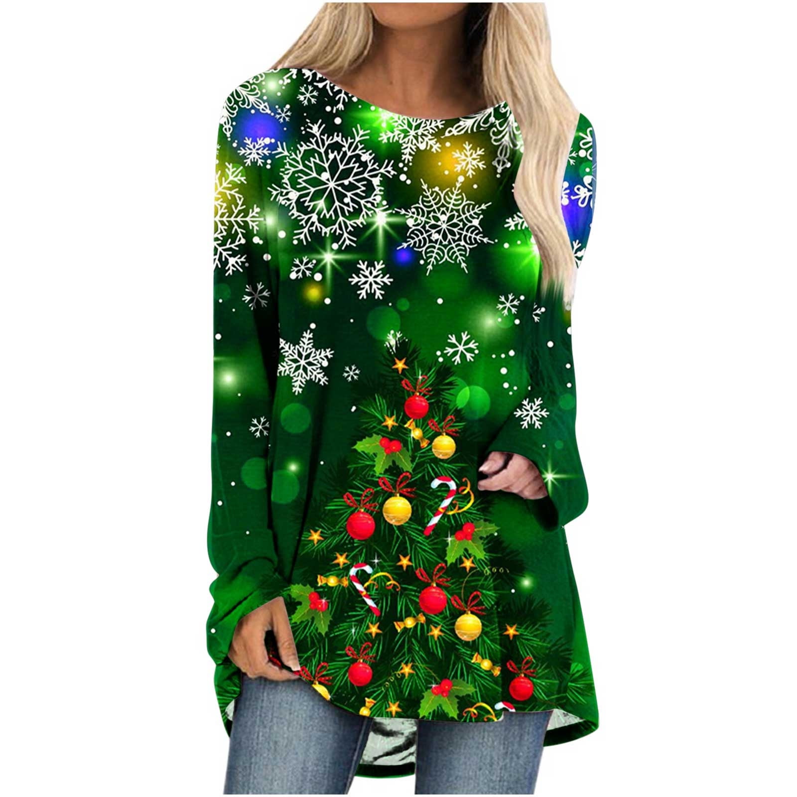 Ugly Christams Sweatshirt Christmas Trees Graphic Sweatshirts Loose ...