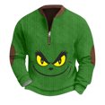 thumbnail image 1 of Ugly Christma Sweatshirt Holiday Casual Slim Fit Pullover with Quarter Zip GreenLarge, 1 of 4