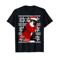 thumbnail image 1 of Ugly Christmas Black Cat Santa Hat Scarf Holiday Cute Black T-Shirt, 1 of 5