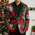 thumbnail image 1 of Ugly Christmas Blazer Men Corduroy Slim Fit Jacket 3 Button Funny Xmas Print Vintage Holiday Party Sport Coat Dark Green M, 1 of 7