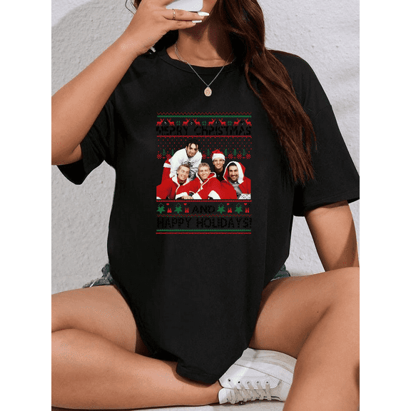 Ugly Christmas Boy Band Holiday Pop Music Retro Fan Gift Unisex T-Shirt