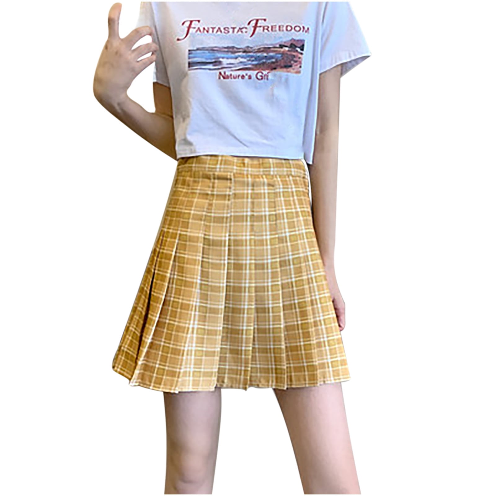 Christmas plaid shop skirt yellow