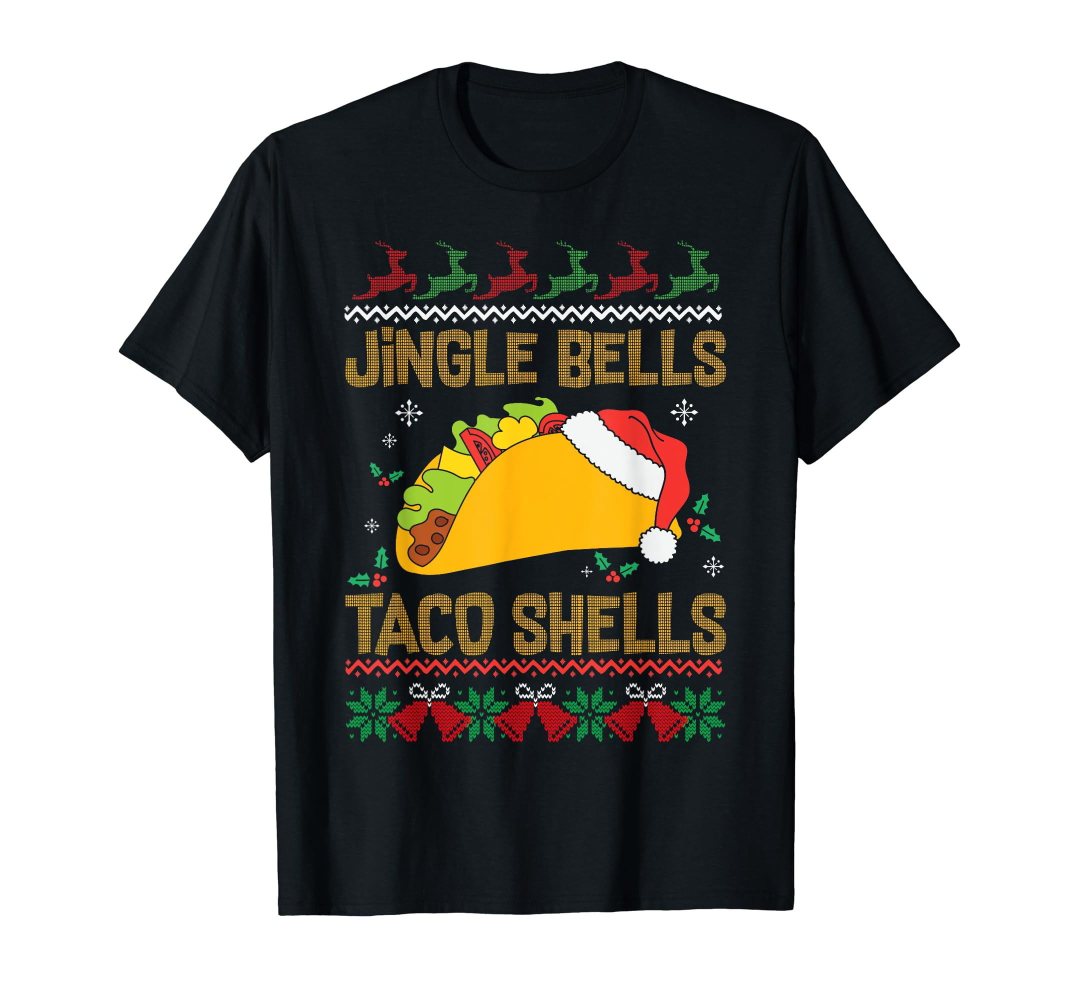 Ugly Christmas Fast Food Joke Jingle Bells Taco Shells TShirt