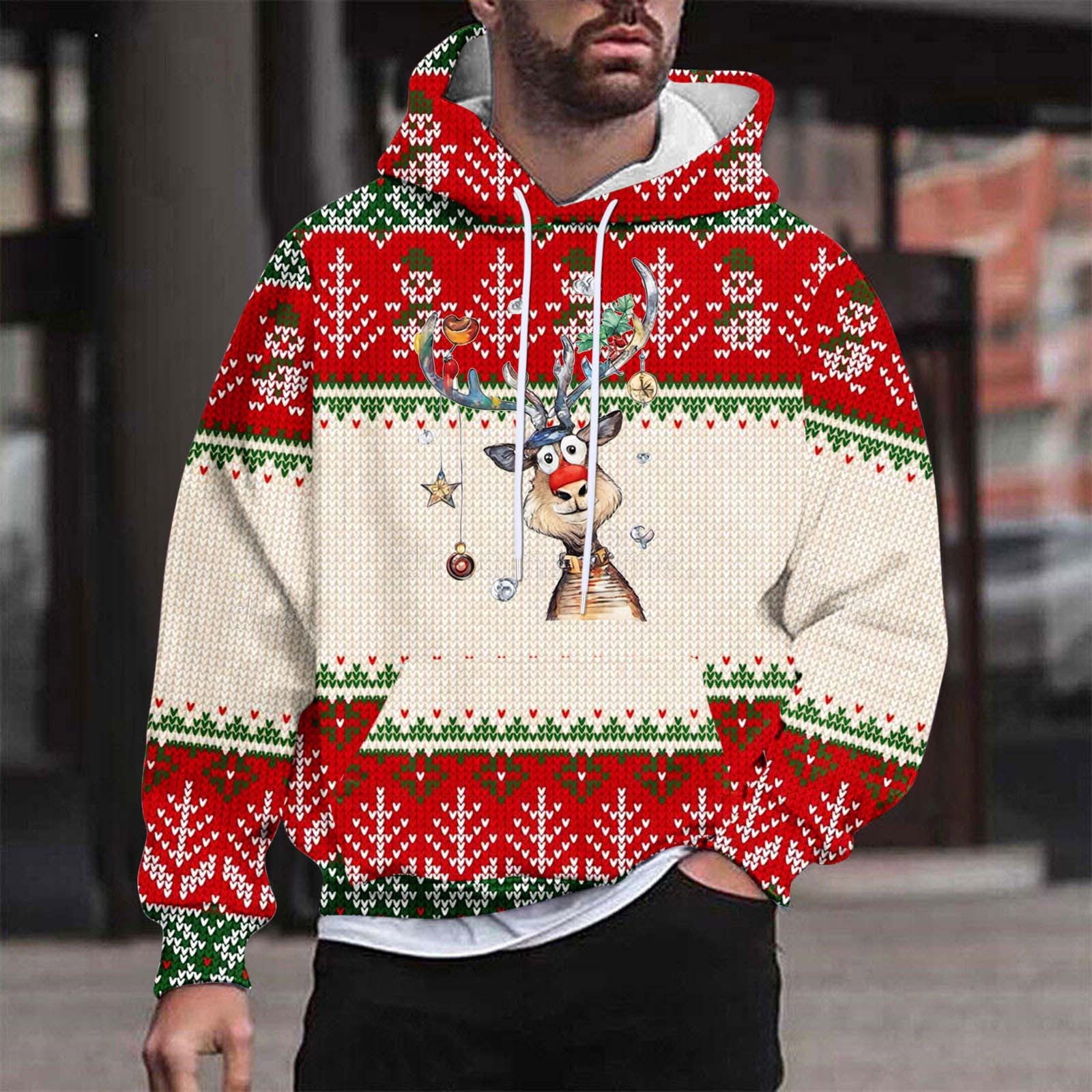 Ugly Christmas Hoodies for Men,Men Christmas Ugly 3D Printed Graphic