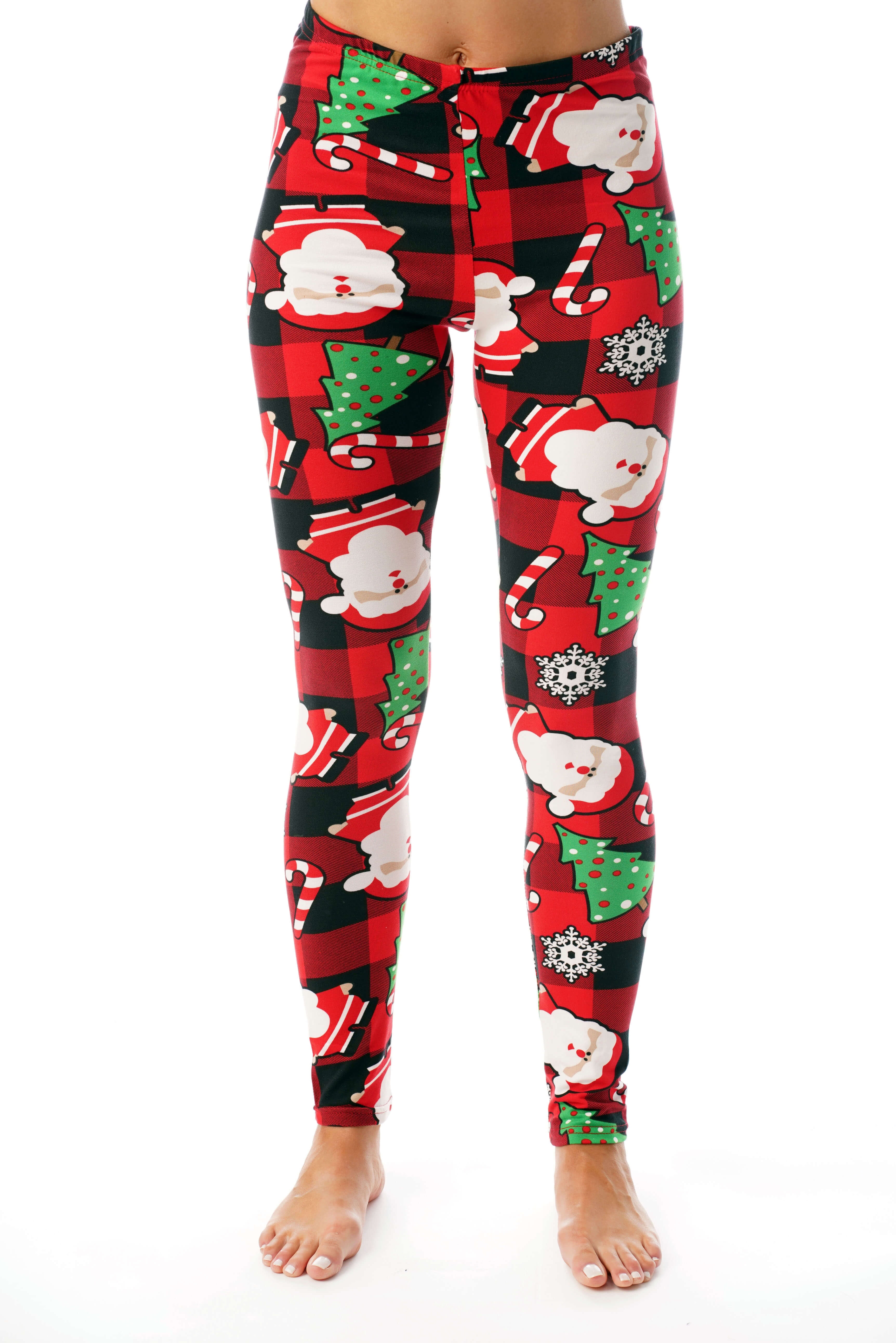 Just Love Ugly Christmas Holiday Leggings (Candycane Snowflake Fairisle,  Medium)