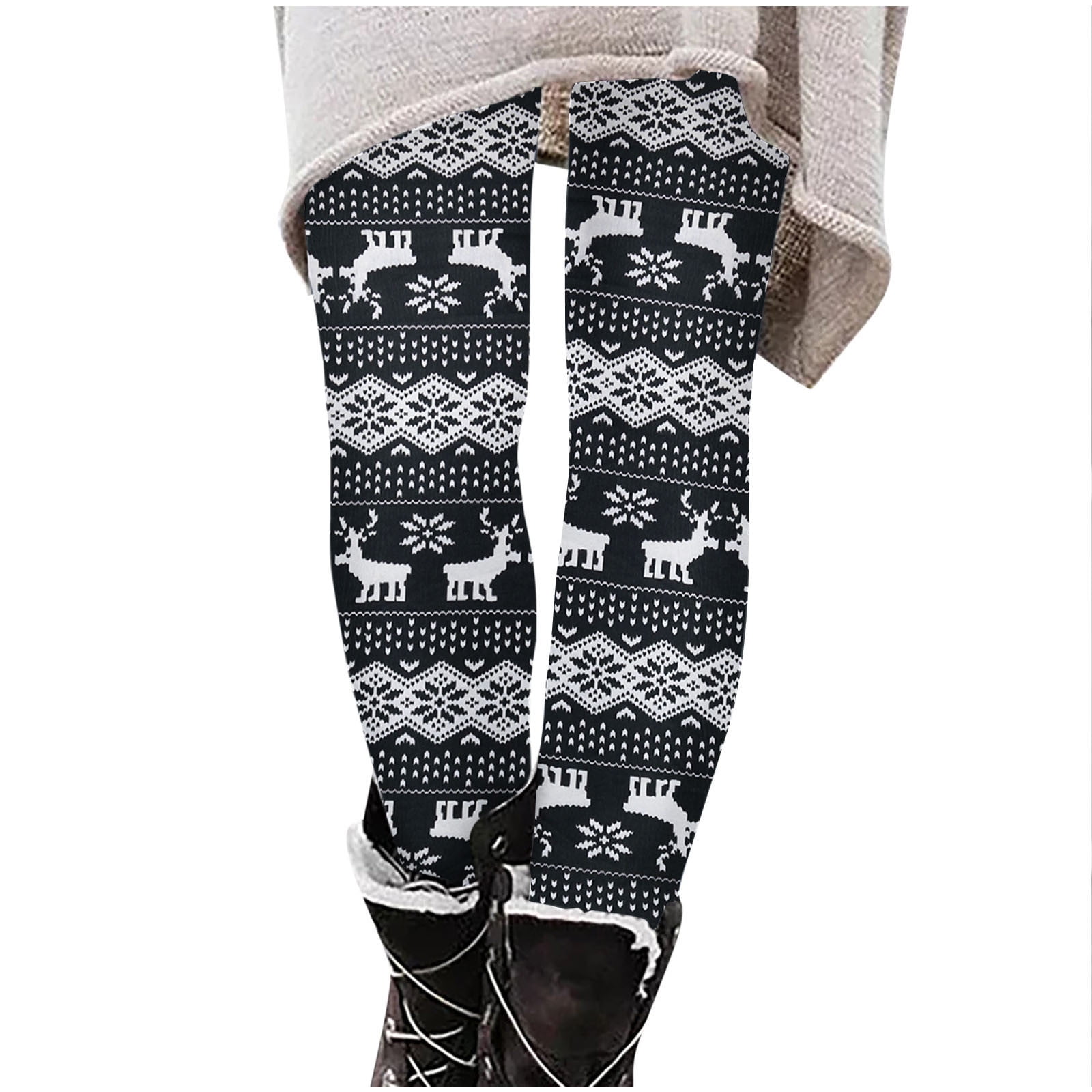 DawnRaid Women's Christmas Reindeer Leggings - Ultra Soft Brushed Fleece, Festive Print, Stretchy & Opaque For Holiday - View #6