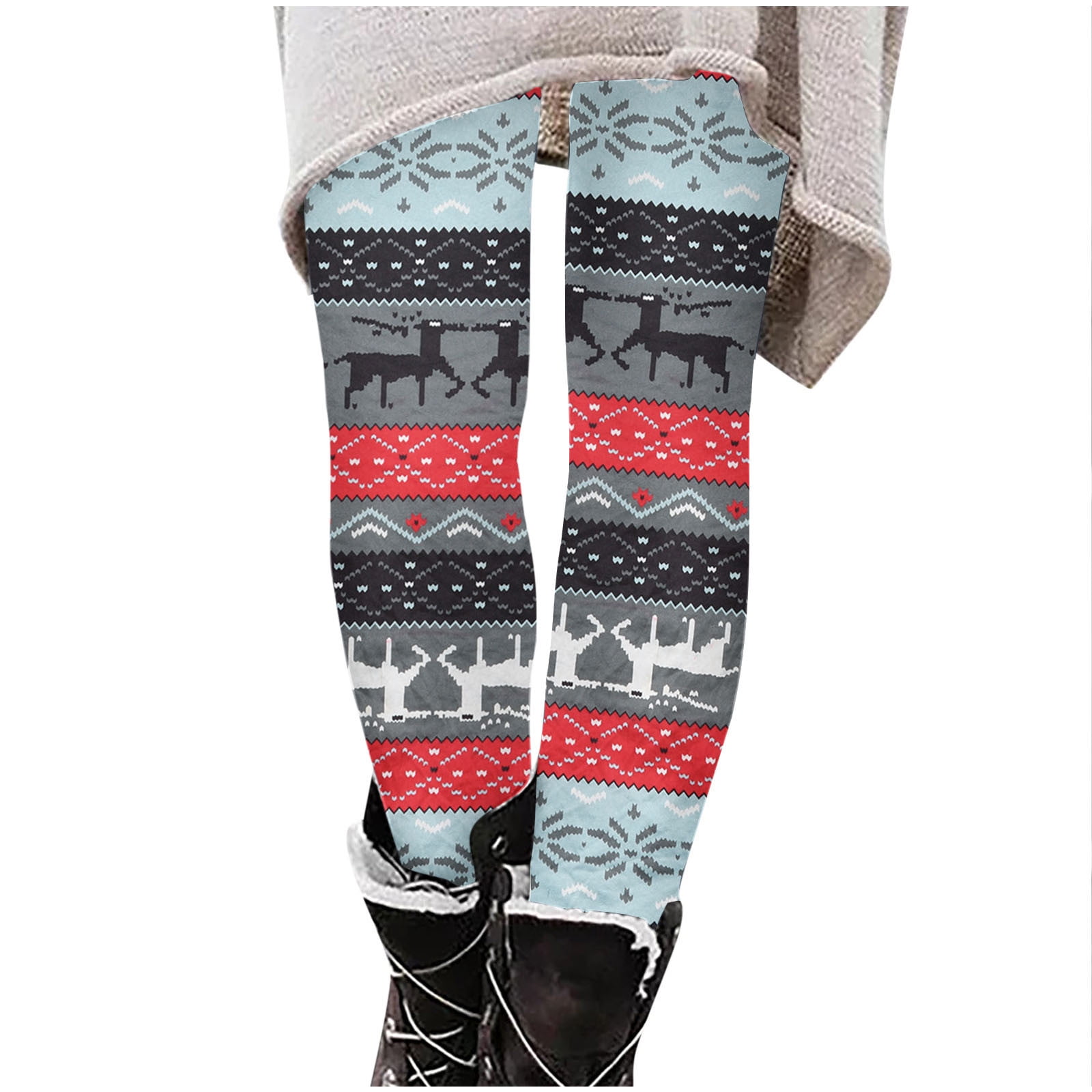 DawnRaid Women's Christmas Reindeer Leggings - Ultra Soft Brushed Fleece, Festive Print, Stretchy & Opaque For Holiday - View #10