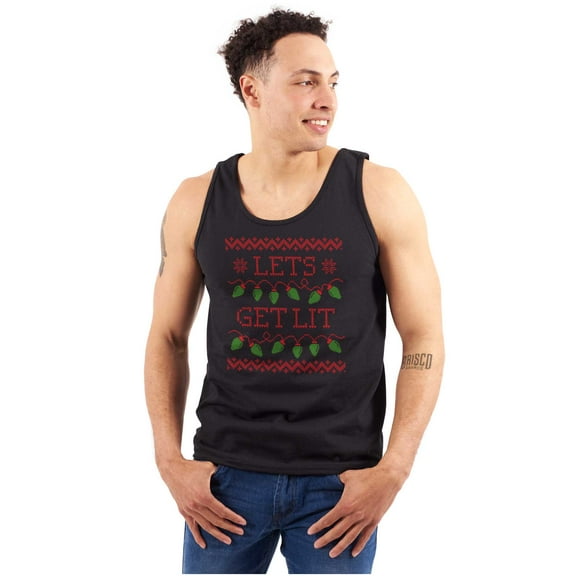 Ugly Christmas Lights Lets Get Lit Tank Top T Shirts Men Women Brisco Brands X