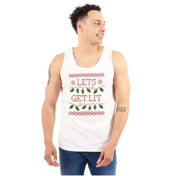 Ugly Christmas Lights Lets Get Lit Plus Size Graphic Tank Top Brisco Brands 2X