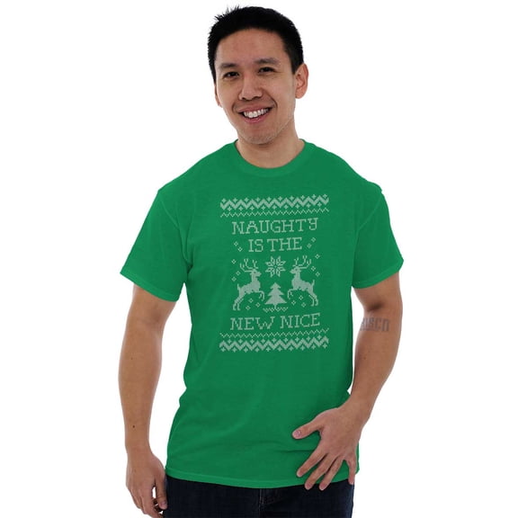 Ugly Christmas Naughty is New Nice Men's Graphic T Shirt Tees Brisco Brands S