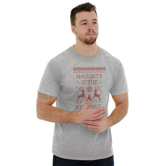 Ugly Christmas Naughty is New Nice Plus Size Crewneck Graphic Tee Shirt Brisco Brands 2X
