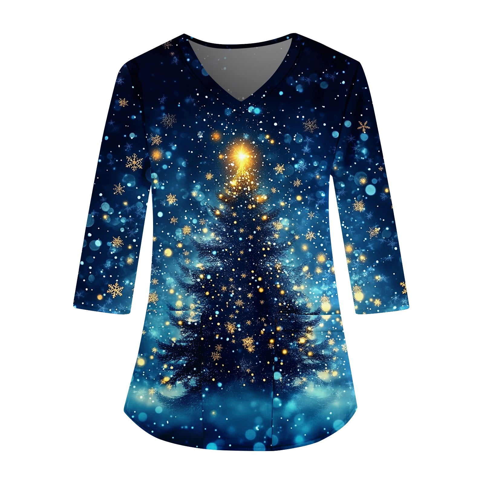 Ugly Christmas Nurse Uniforms for Women Xmas Snowflake Print Medical