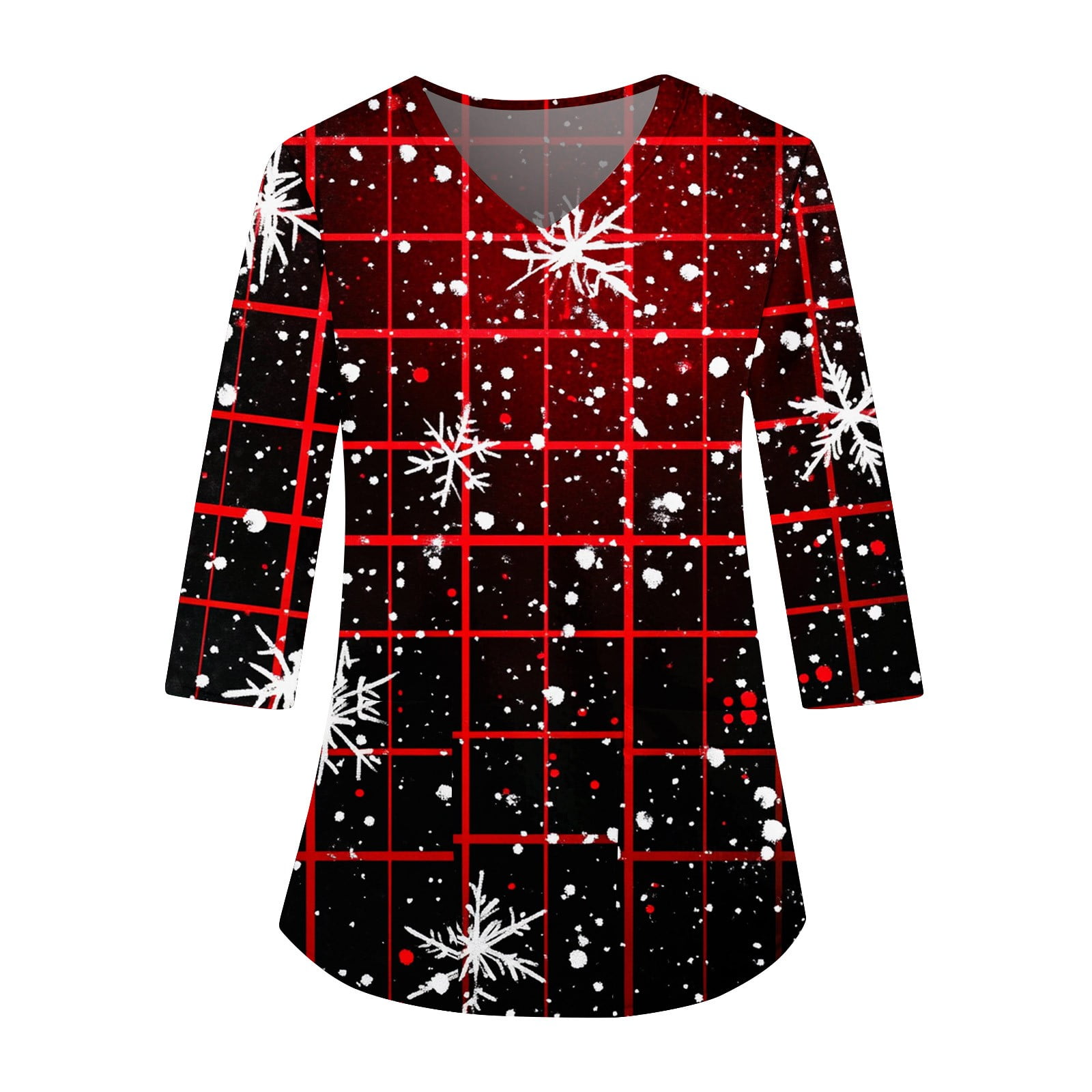 Ugly Christmas Nurse Uniforms for Women Xmas Snowflake Print Shirts 3/4