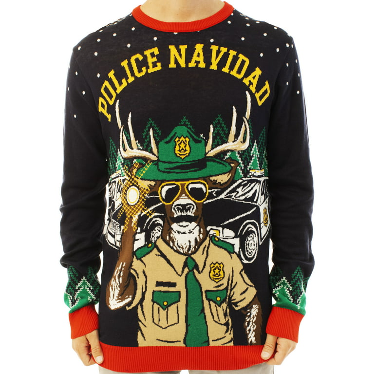 Police Navidad - Personalized Photo Ugly Sweater - Police Officer Gifts for Men
