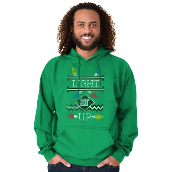 Ugly Christmas Pattern Light it Up Hoodie Sweatshirt Women Men Brisco Brands S
