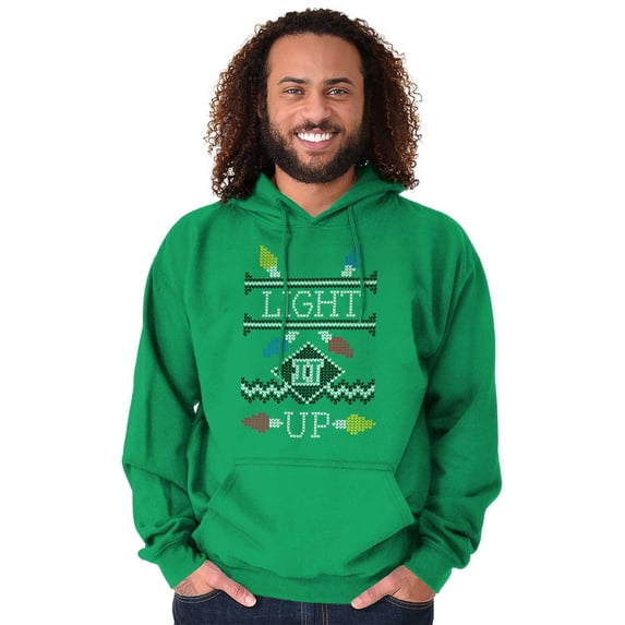 Ugly Christmas Pattern Light it Up Unisex Plus Fleece Graphic Hoodie Brisco Brands 3X