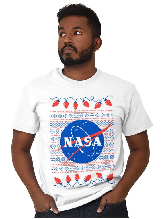 Ugly Christmas Pattern NASA Logo Men's Graphic T Shirt Tees Brisco Brands M