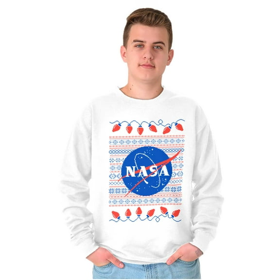 Ugly Christmas Pattern NASA Logo Sweatshirt for Men or Women Brisco Brands S