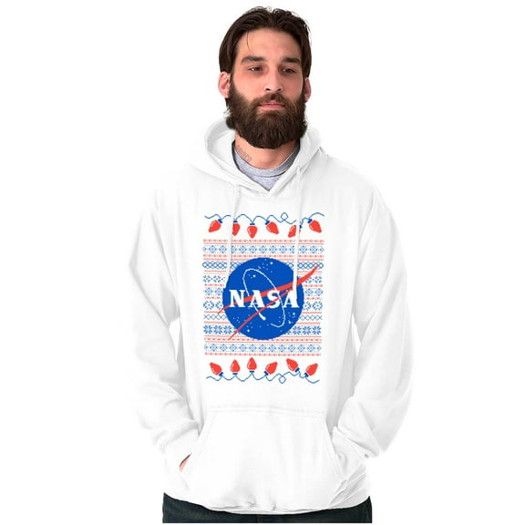 Ugly Christmas Pattern NASA Logo Unisex Plus Size Hoodie Brisco Brands 2X
