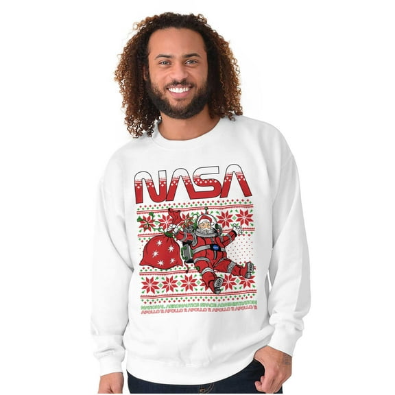 Ugly Christmas Pattern NASA Santa Sweatshirt for Men or Women Brisco Brands S