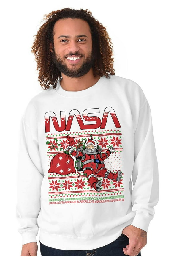 Ugly Christmas Pattern NASA Santa Sweatshirt for Men or Women Brisco Brands S
