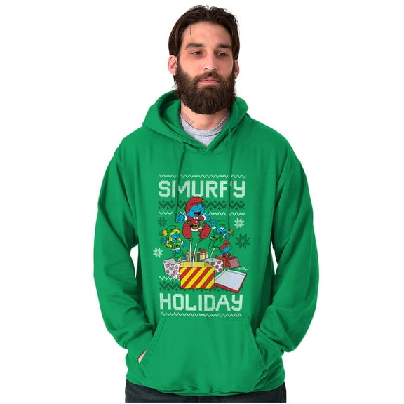 Ugly Christmas Pattern Smurfy Holiday Unisex Plus Size Hoodie Brisco Brands 3X