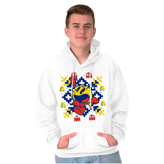 Ugly Christmas Pixel PACMAN Snowflake Hoodie Sweatshirt Women Men Brisco Brands S