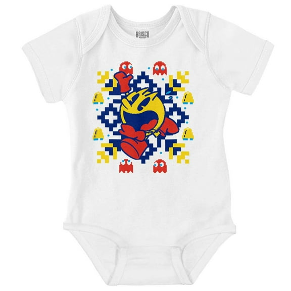 Ugly Christmas Pixel PACMAN Snowflake Romper Boys or Girls Infant Baby Brisco Brands NB