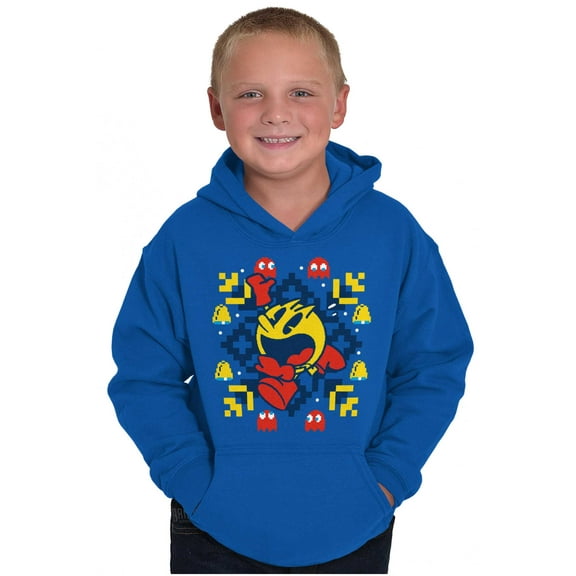 Ugly Christmas Pixel PACMAN Snowflake Youth Hoodie Boy Girl Teen Brisco Brands X