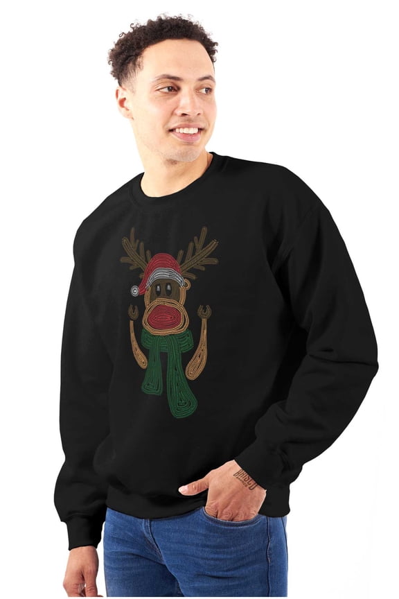 Ugly Christmas Santa Sock Monkey Unisex Plus Fleece Graphic Sweatshirt Brisco Brands 4X
