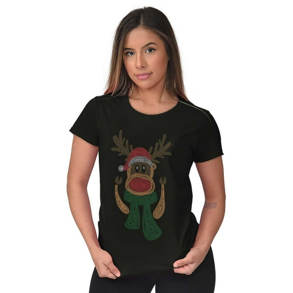 Ugly Christmas Santa Sock Monkey Womens Slim Fit Graphic Tee Brisco Brands M