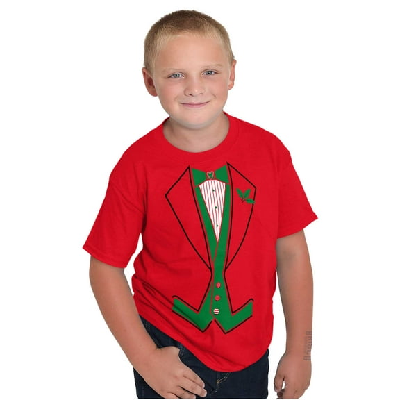 Ugly Christmas Santa's Elf Tuxedo Boys Kids T Shirt Tees Tops Teen Brisco Brands X