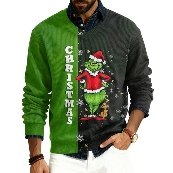 Ugly Christmas Shirt Men Ugly Christmas Knitted Sweater Army Green XXXXL