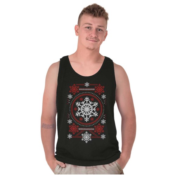 Ugly Christmas Snowflake Pattern Tank Top T Shirts Men Women Brisco Brands S