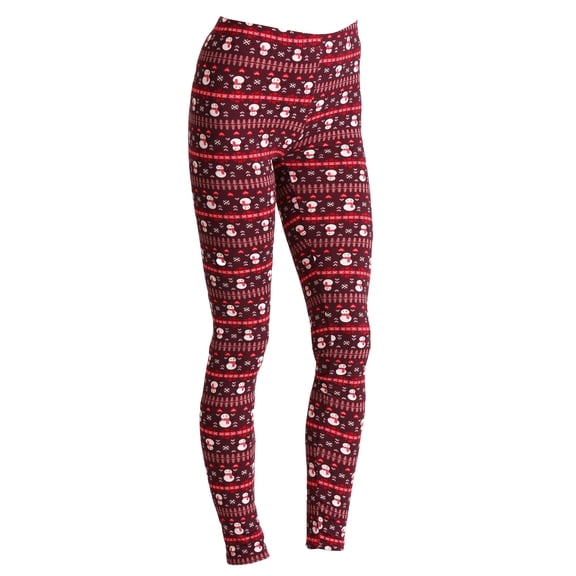 Ugly Christmas Snowman Pattern Print Maroon Leggings