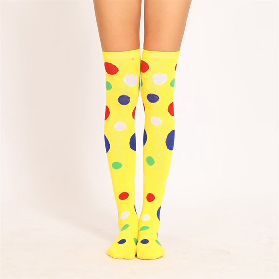 Ugly Christmas Socks for Women Thigh-High Stockings Hosiery Ladies Cute Color Polka Dot Printed Over the Knee Thermal Warm Long Knitted Sock